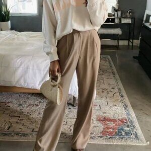Reformation Tan Wide Leg Pants